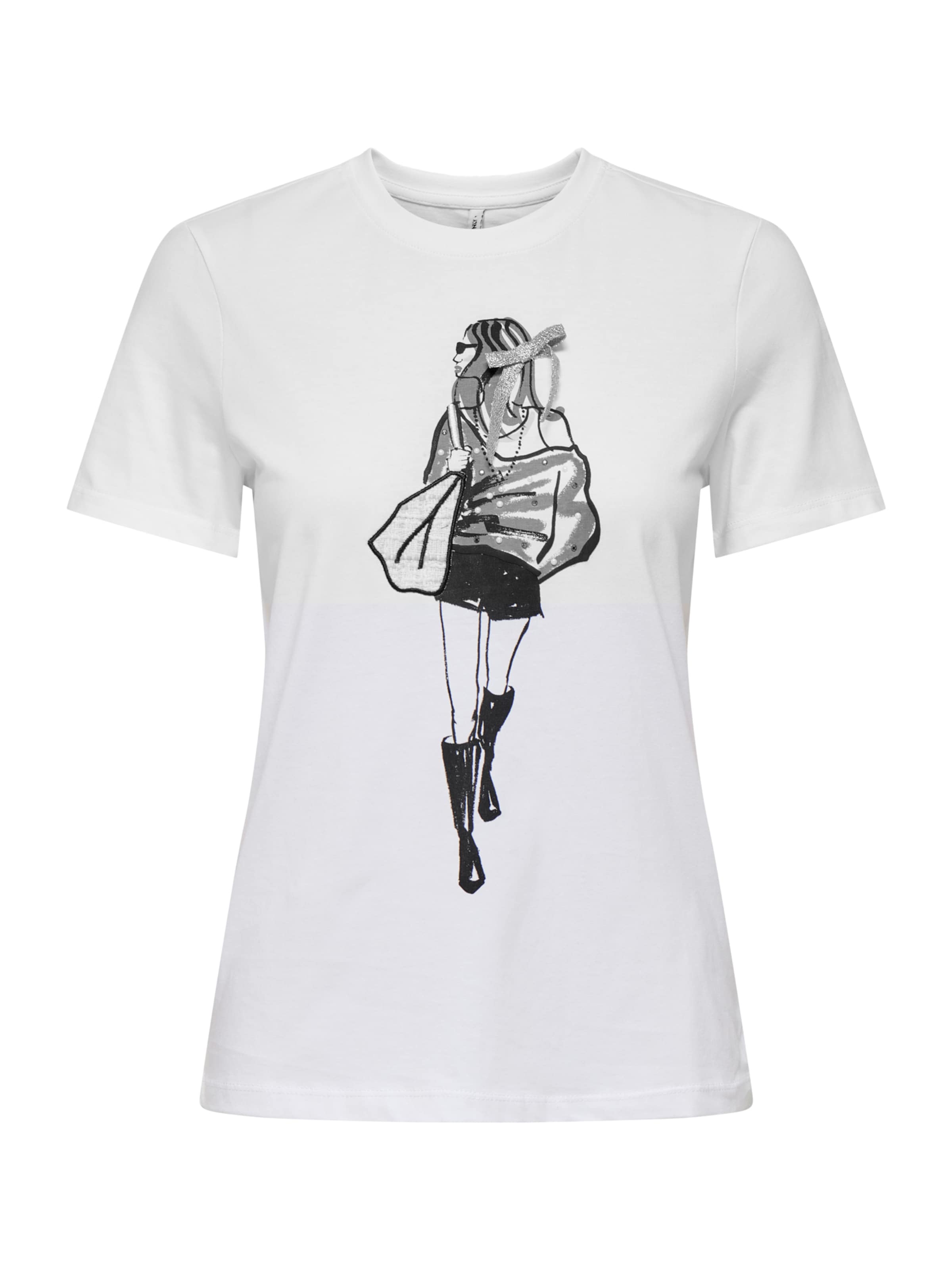 T-shirt &#x27;ONLEMMA&#x27; ONLY en blanc : devant