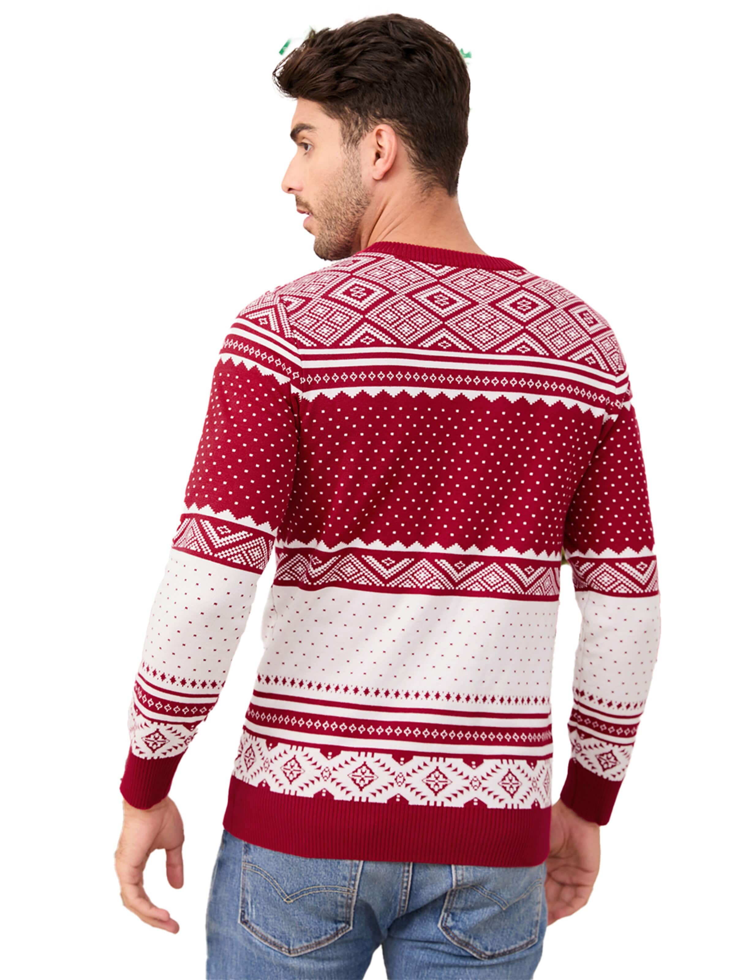 KoJooin Sweter 'Rentier und Schneeflocken' w kolorze czerwony