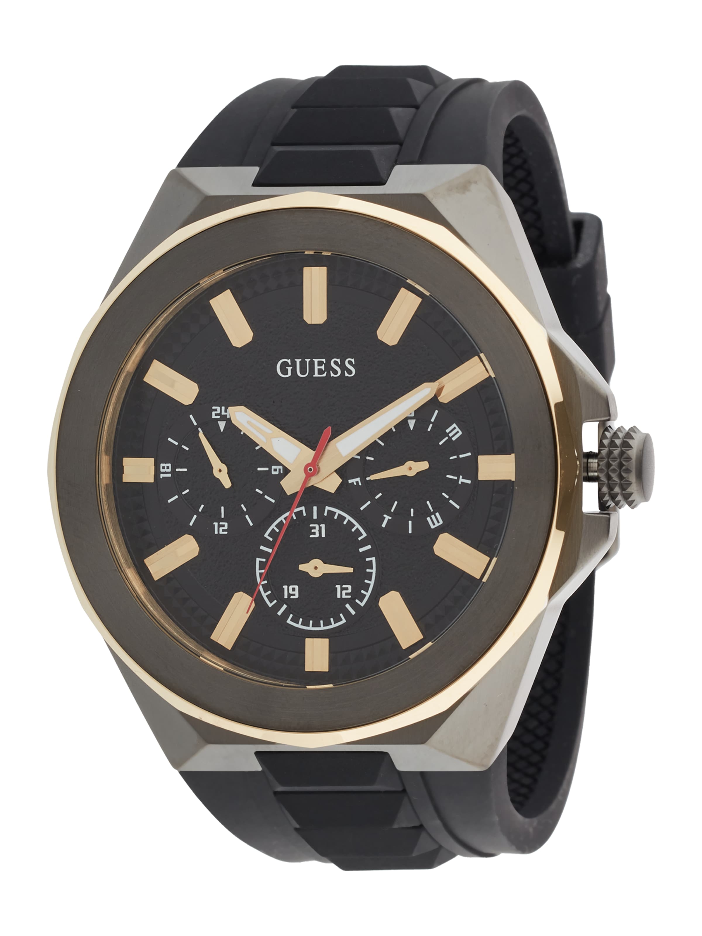 GUESS Аналоговые часы 'Dashboard' в Черный: спереди