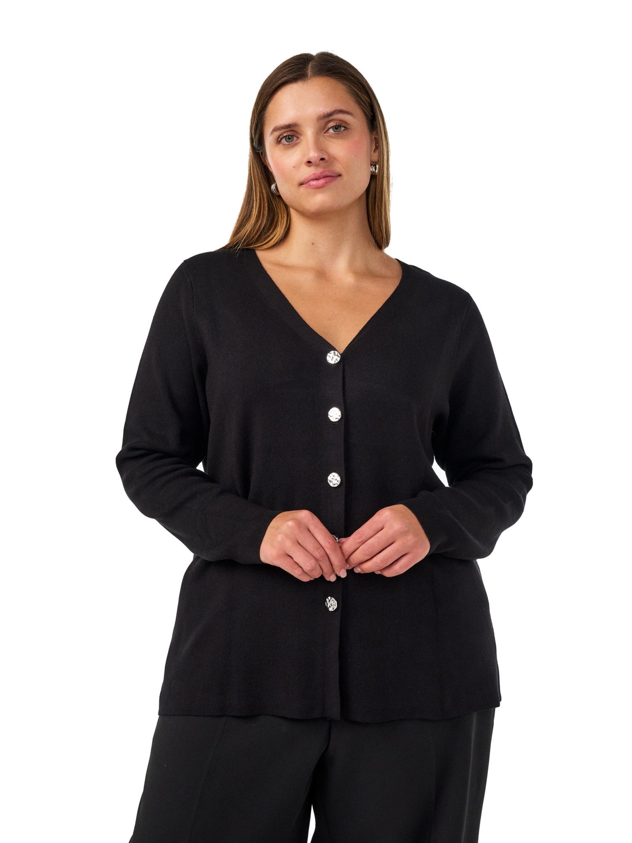 Cardigan 'Mbirmingham' Zizzi en noir : devant