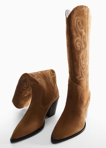 MANGO Cowboy Boots in Brown