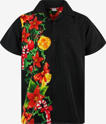 King Kameha Hemd 'Christmas Wedding' in Schwarz: Vorderseite