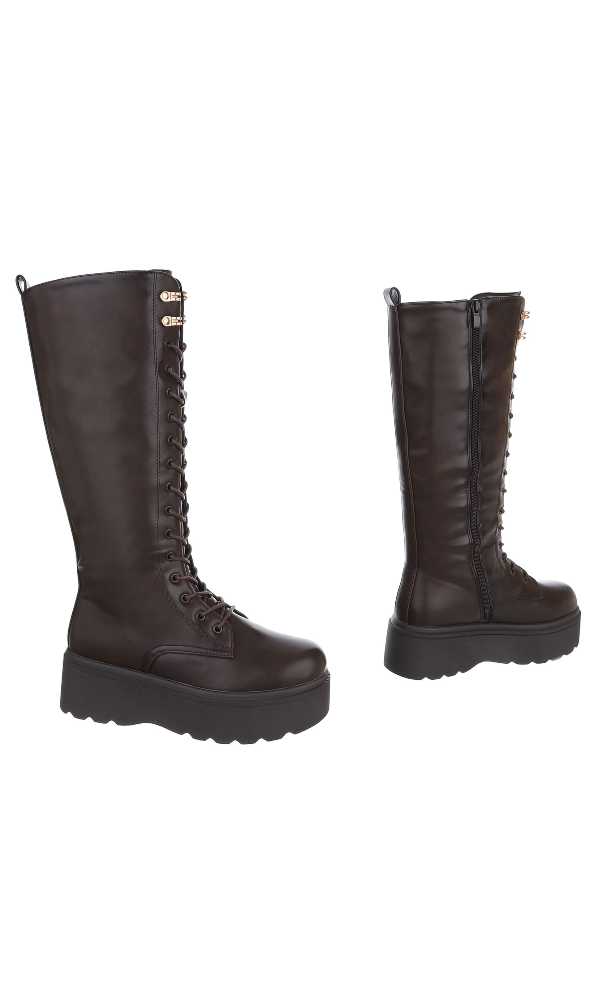 Ital-Design Lace-Up Boots in Brown