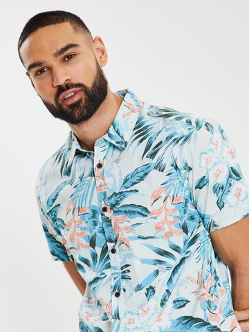 Threadbare Regular fit Button Up Shirt 'Tropical' in Blue