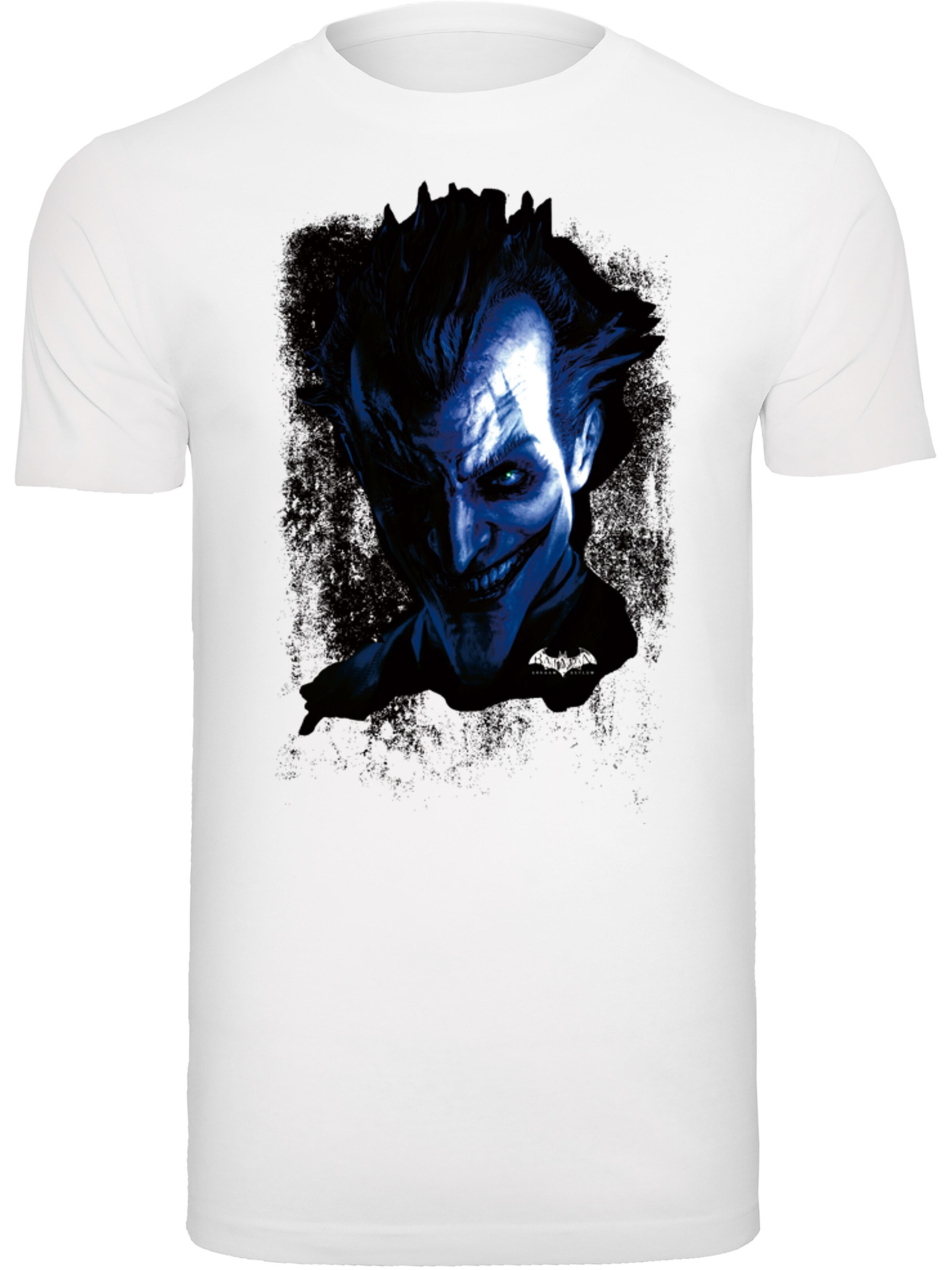 F4NT4STIC Shirt 'DC Comics Batman Arkham Asylum Joker Face' in Wit: voorkant