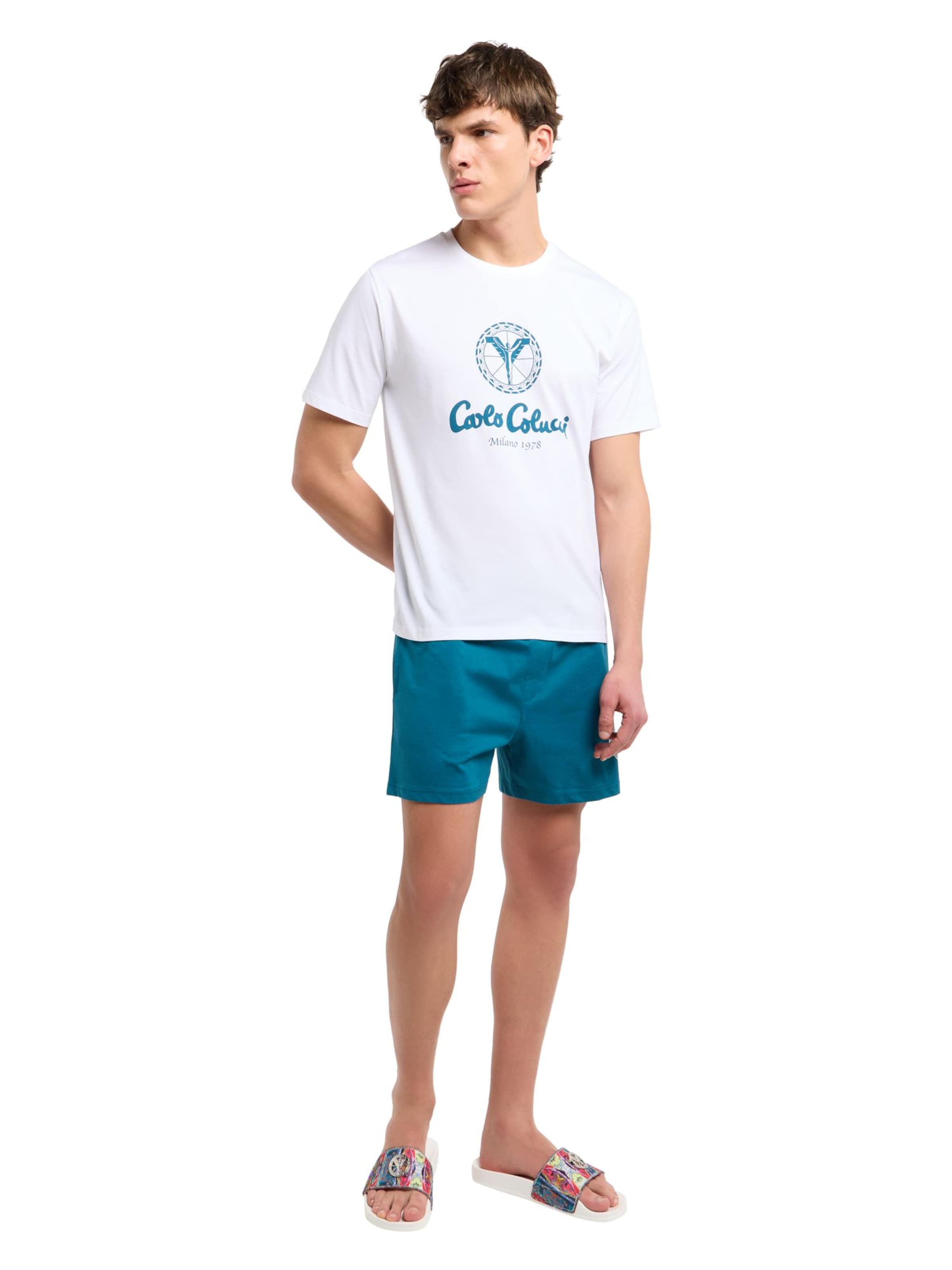 Carlo Colucci Pyjama kort ' Ferreri ' in Blauw