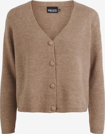 PIECES Knit Cardigan 'Jennifer' in Brown: front