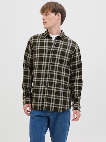 JJ Rebel Comfort fit Overhemd 'JREBJETT' in Groen: voorkant