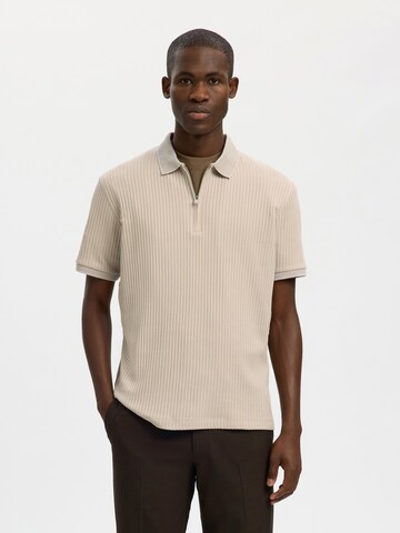 T-Shirt 'SLHFave' SELECTED en beige : devant