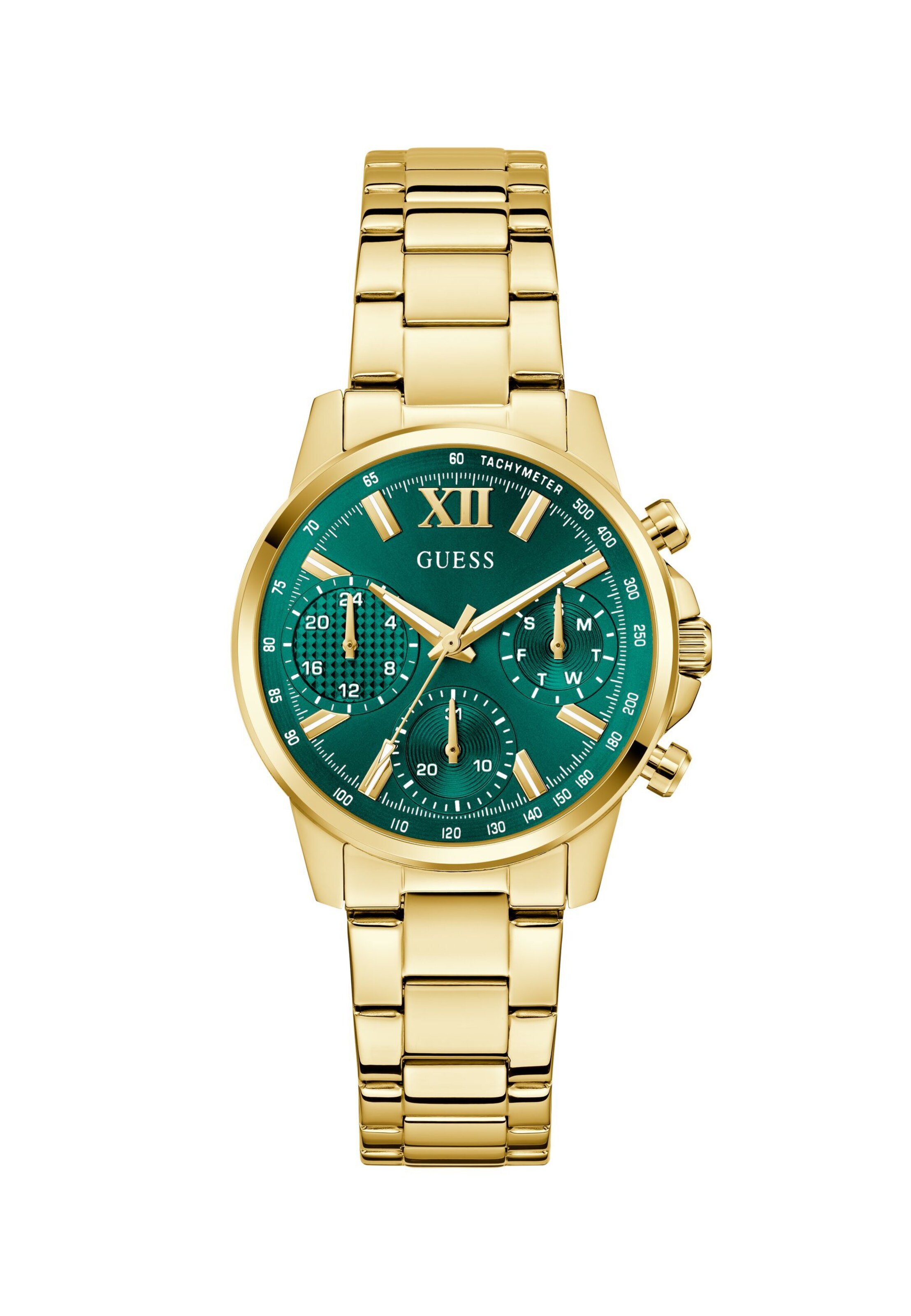 GUESS Analoog horloge 'Bailey' in de kleur Goud / Groen, Productweergave