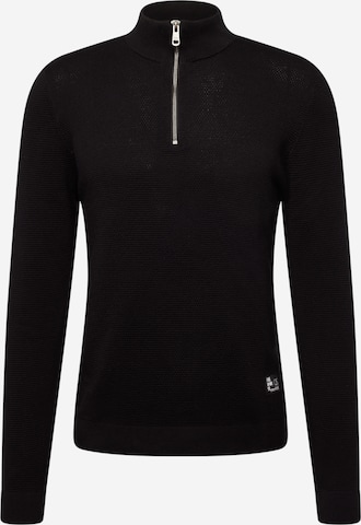 Pull-over QS en noir : devant