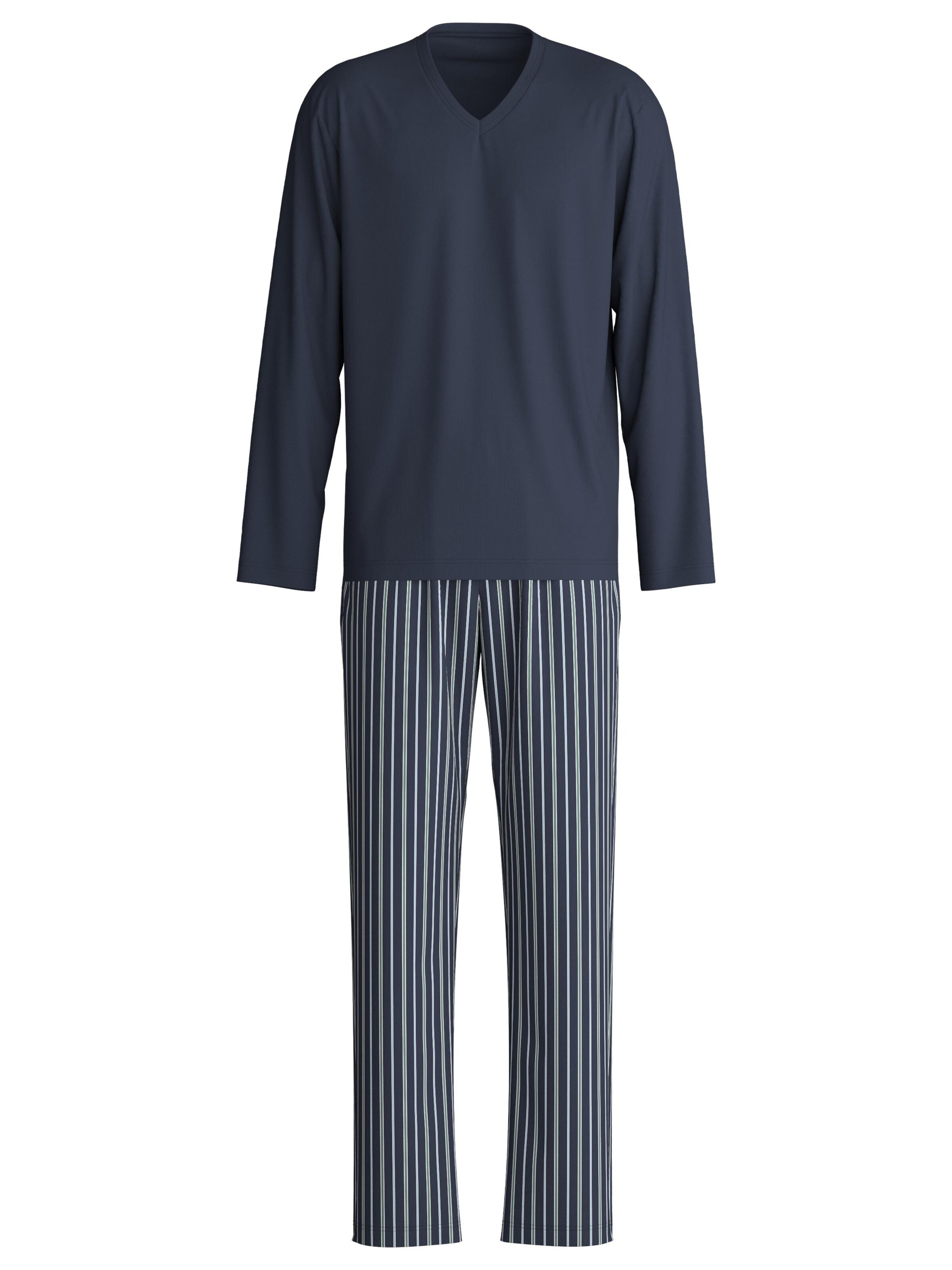 CALIDA Pyjama lang 'Cotton Special'‌‌ in Blau: Vorderseite