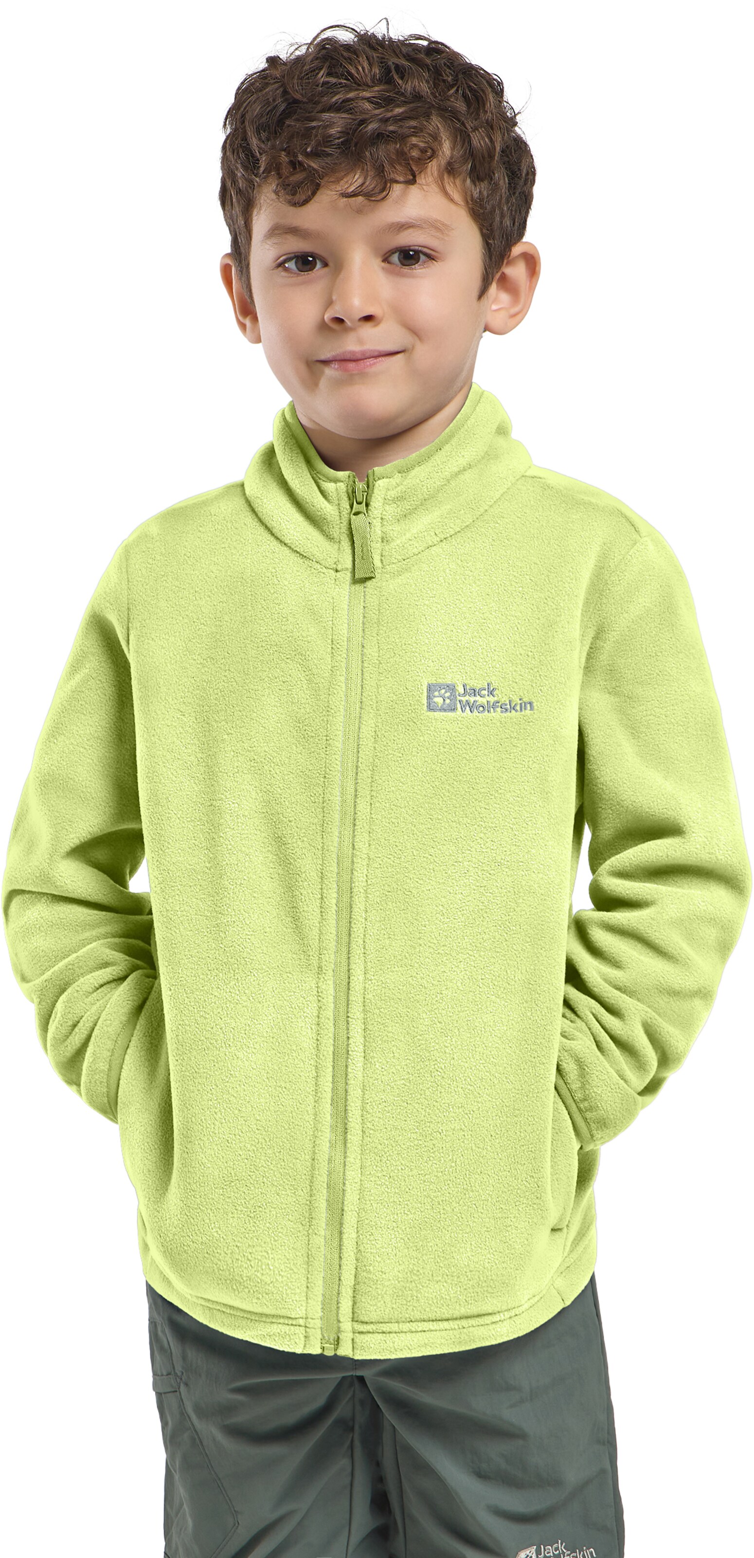 JACK WOLFSKIN Athletic Fleece Jacket 'Taunus' in Green: front