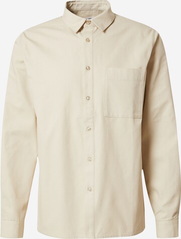 DAN FOX APPAREL Regular fit Button Up Shirt in Beige: front