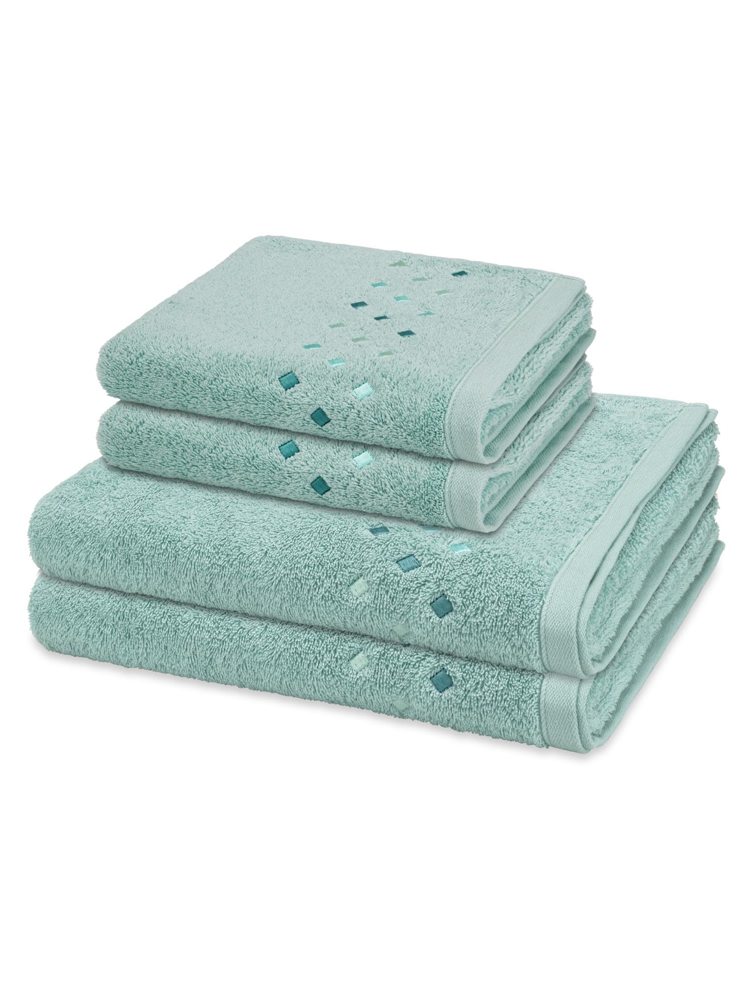 ROSS Handdoek 'Stoneline' in Blauw: voorkant