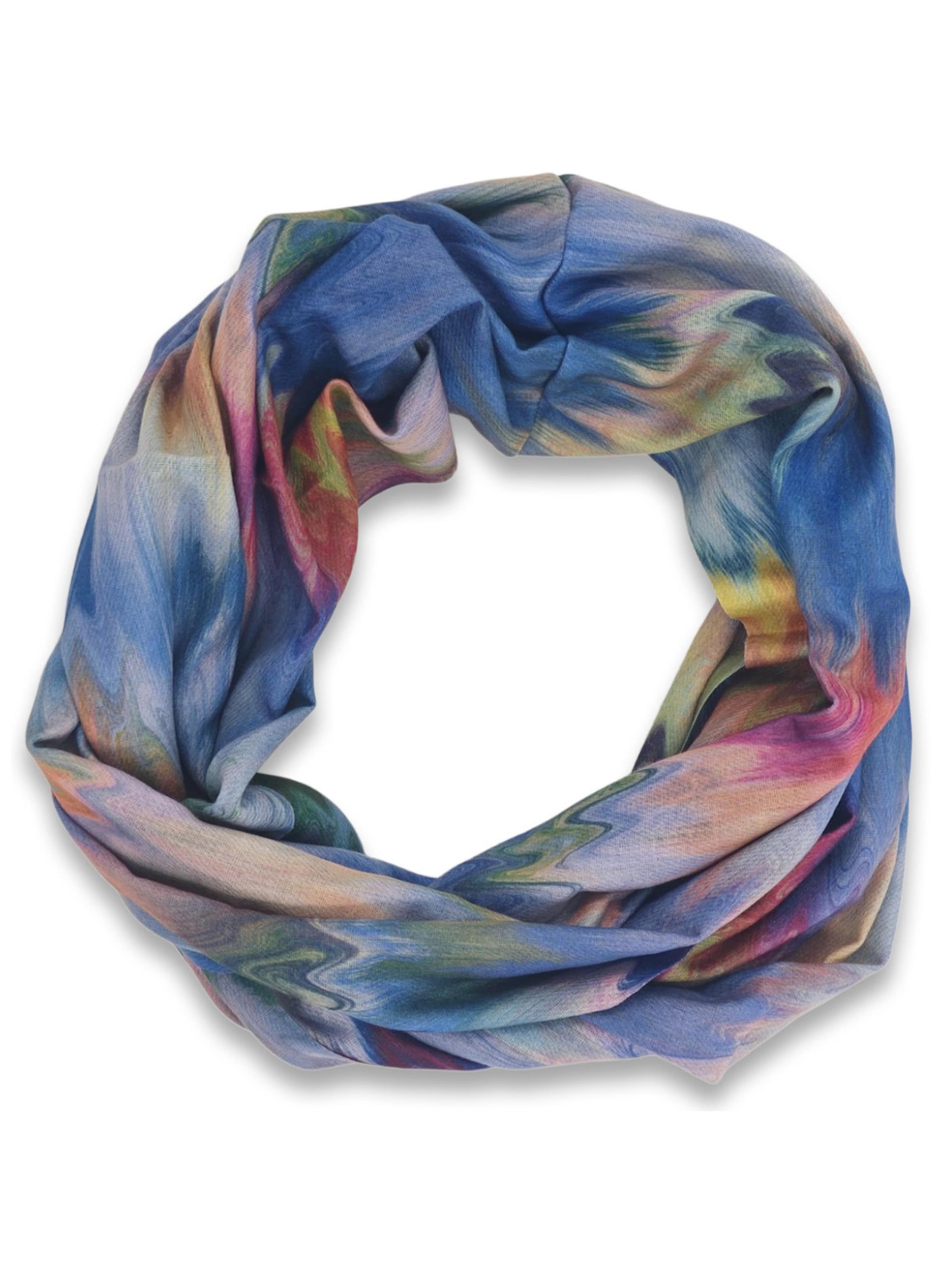 styleBREAKER Schal 'Loop Schal mit Aquarell Wellenmuster'‌‌‌ in Blau: Vorderseite