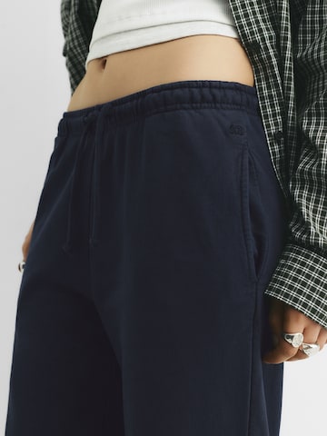 Pull&Bear Wide leg Broek in Blauw
