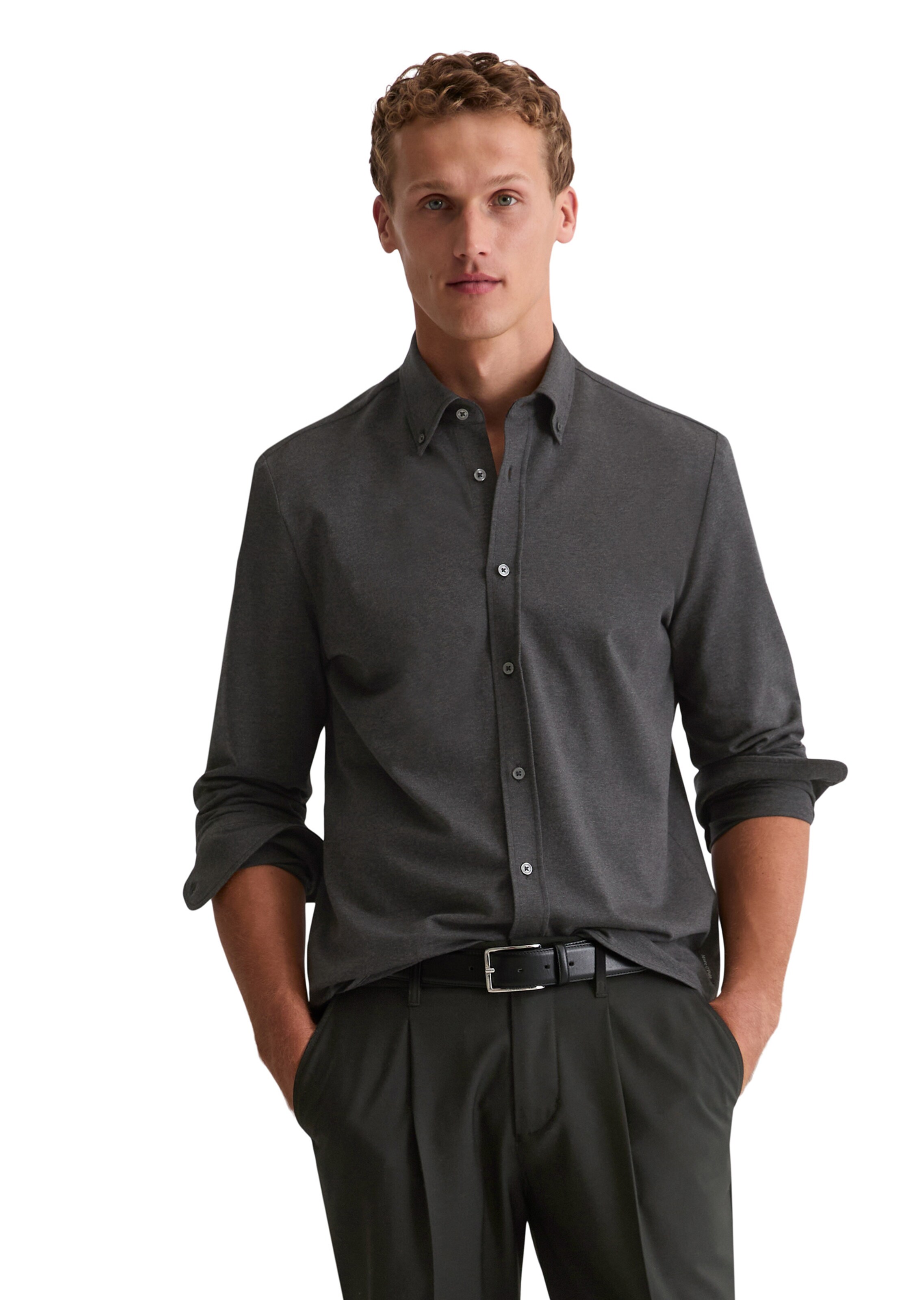 Marc O'Polo Slim fit Overhemd in Zwart: voorkant