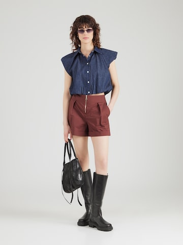 PATRIZIA PEPE Regular Pleat-Front Pants in Brown