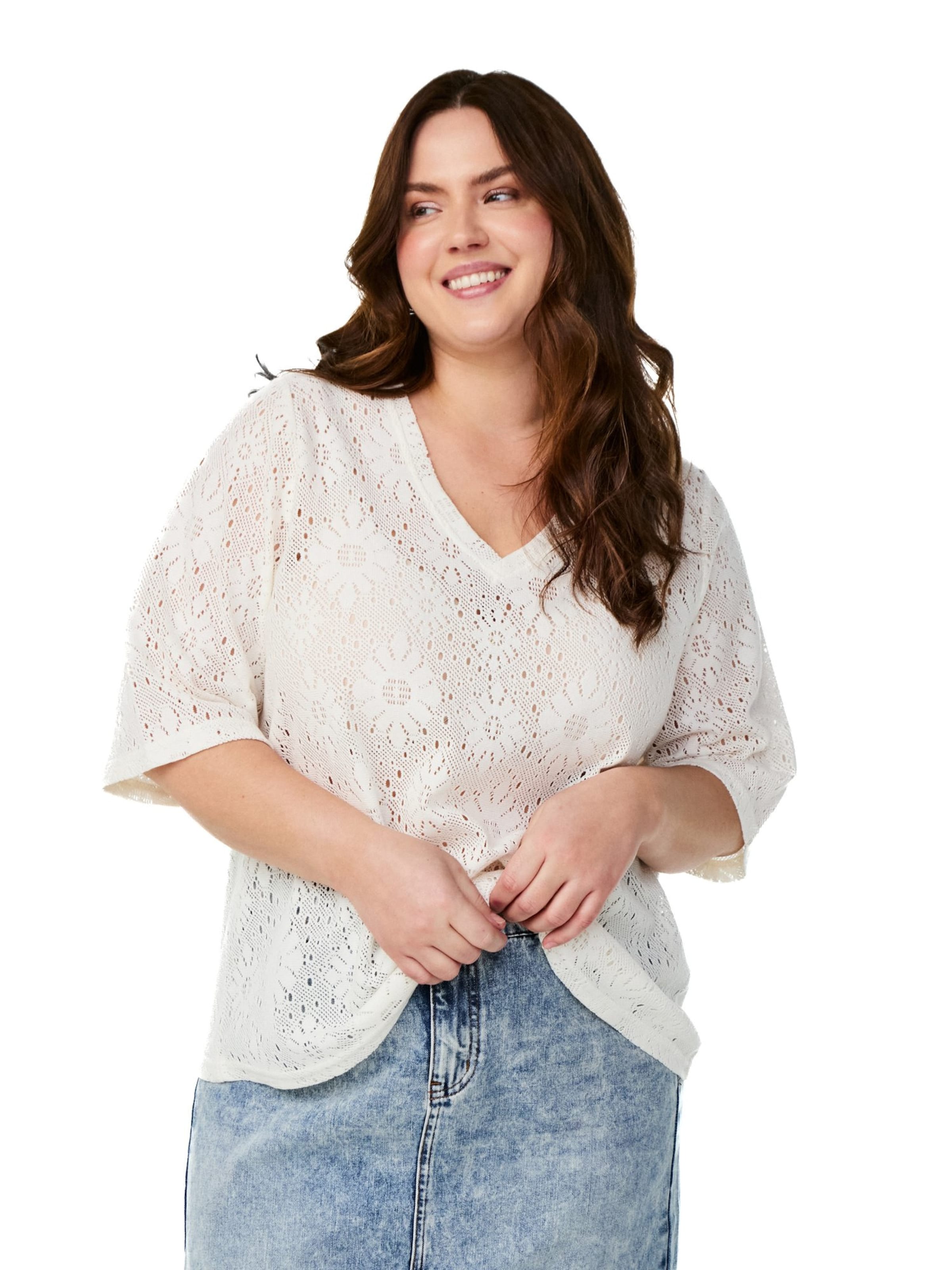 Zizzi Blouse 'Hitta' in Beige: front