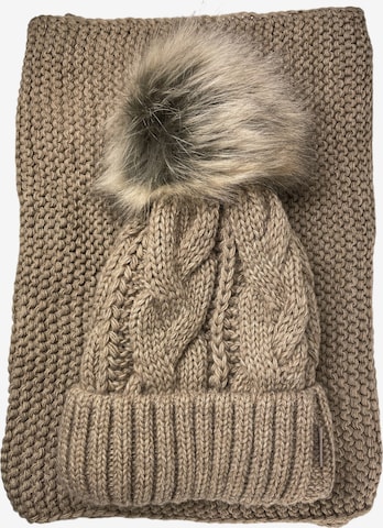 Kumixi Beanie 'Set' in Beige: front