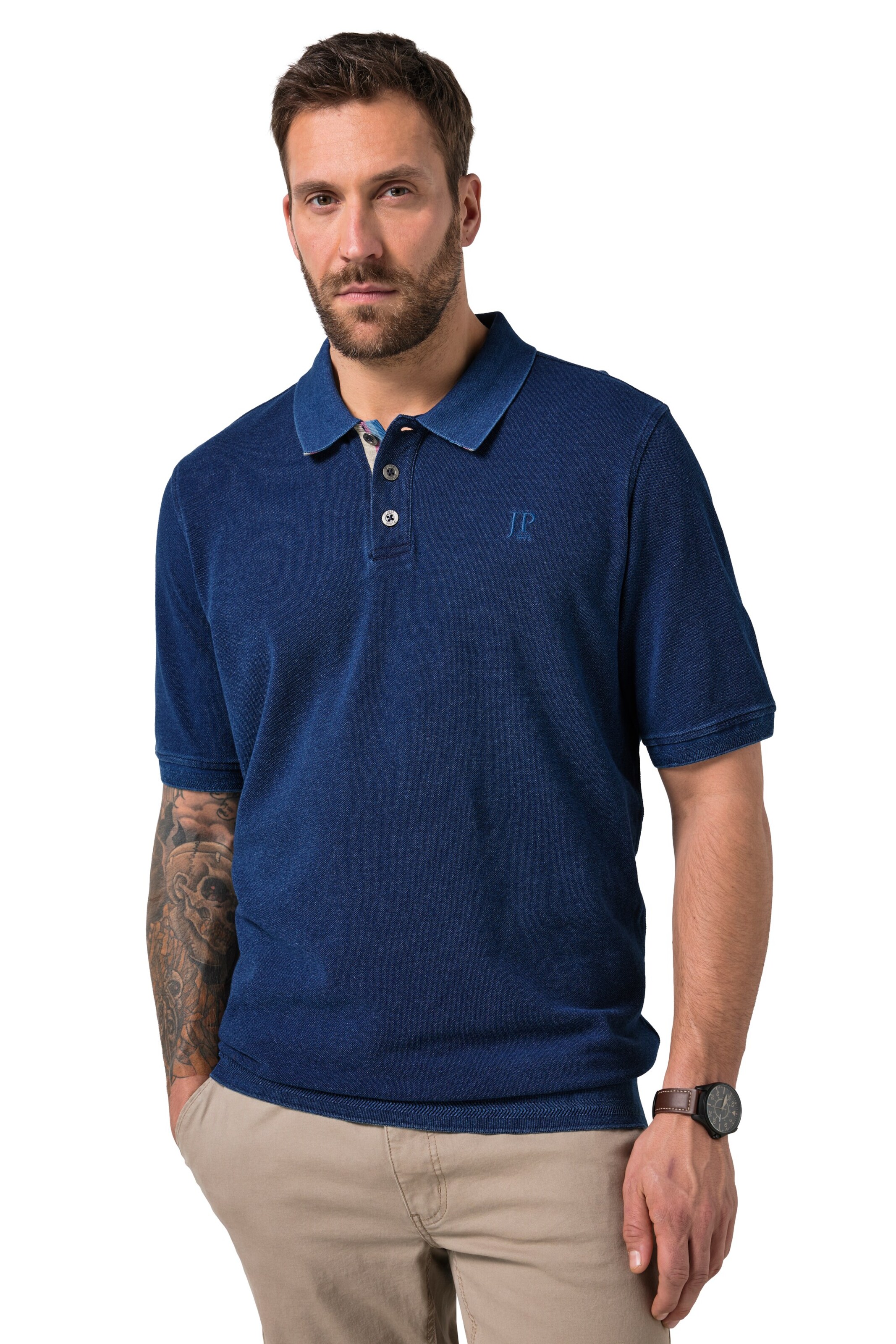 JP1880 Poloshirt in Blau: Vorderseite
