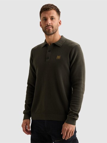 Pullover 'Knitted polo shirt with long sleeves and badge' di PME Legend in verde: frontale