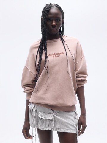 Sweat-shirt Pull&Bear en rose : devant