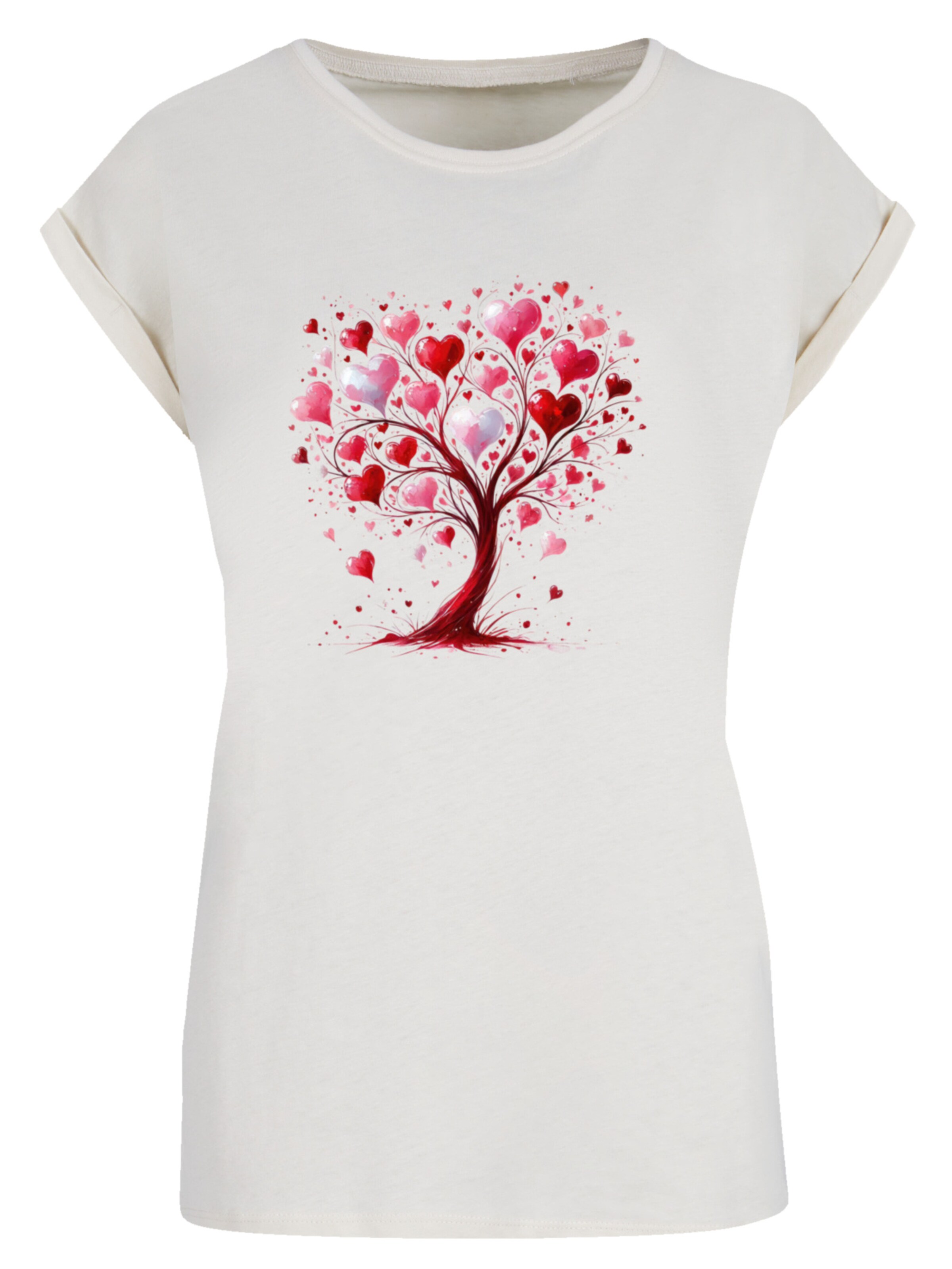 T-shirt 'Herz Baum Aquarell Druck' F4NT4STIC en beige : devant