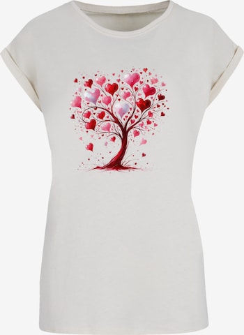 T-shirt 'Herz Baum Aquarell Druck' F4NT4STIC en beige : devant