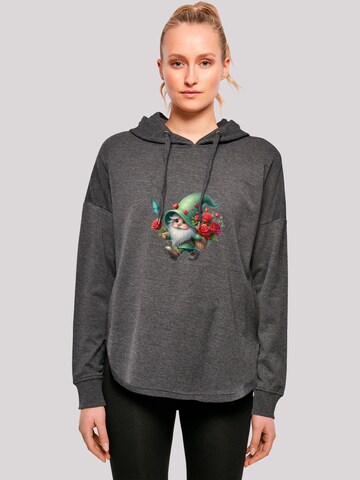 Sweat-shirt 'Gnom Frühling Blumen Schmetterling' F4NT4STIC en gris : devant