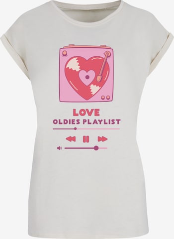 F4NT4STIC T-Shirt 'Love Oldies Playlist Valentinstag' in Beige: Vorderseite