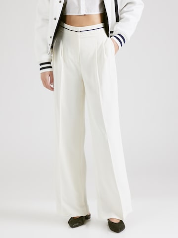 MORE & MORE Wide leg Trousers with creases 'Fluent' in Beige: front