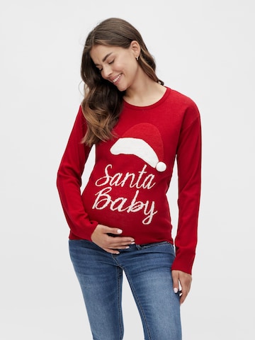 MAMALICIOUS Sweater 'SANTA BABY' in Red: front