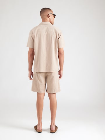 JACK & JONES Regular Fit Set: Hemd+ Shorts 'JJETYSON' in Beige