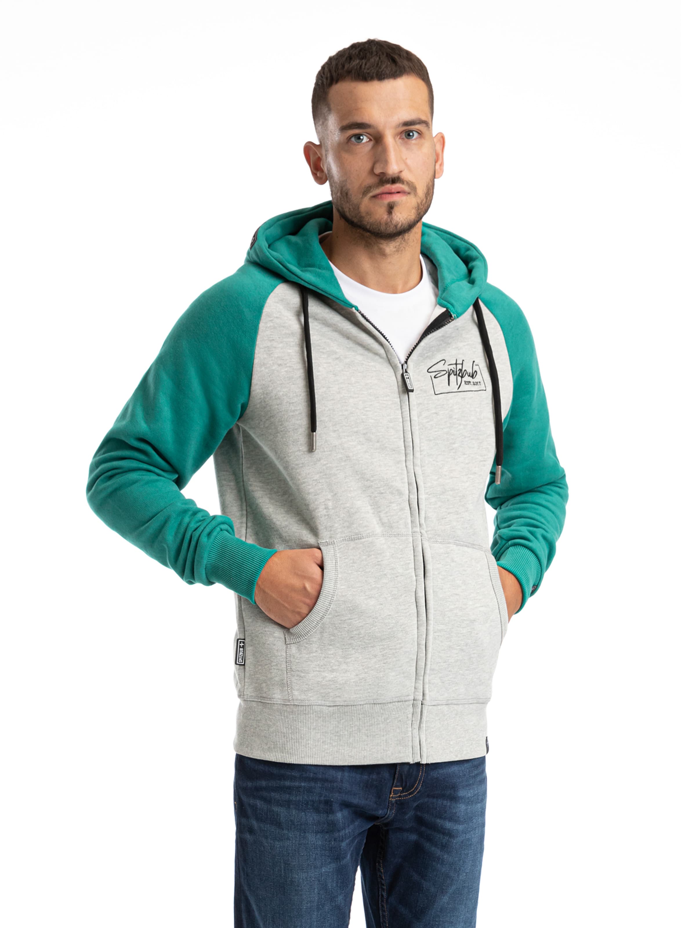SPITZBUB Sweatjacke 'Oliver' in Grau: Vorderseite