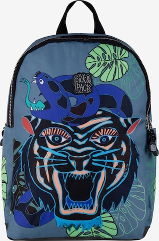 Pick & Pack Backpack 'Dangerous Cat M' in Blue: front