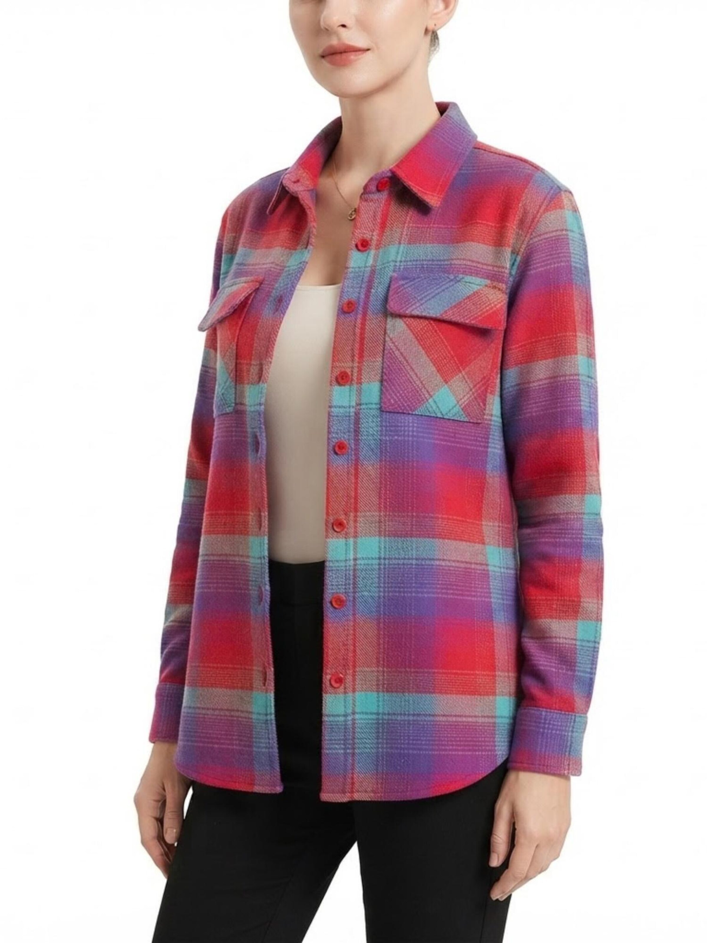 Chemisier 'Comfy Heavyweight Flannel Shirt' Radwa en rouge