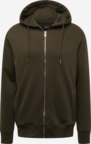 BURTON MENSWEAR LONDON Zip-Up Hoodie in Green: front