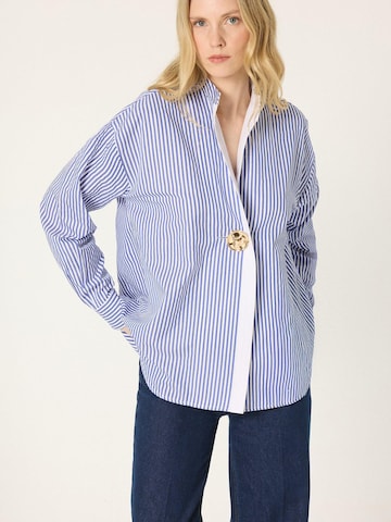 Touché Privé Tuniek 'Striped Tunic With Metal Buttons' in Blauw