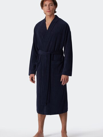 SCHIESSER Badjas lang  ' Feather Terry ' in Blauw