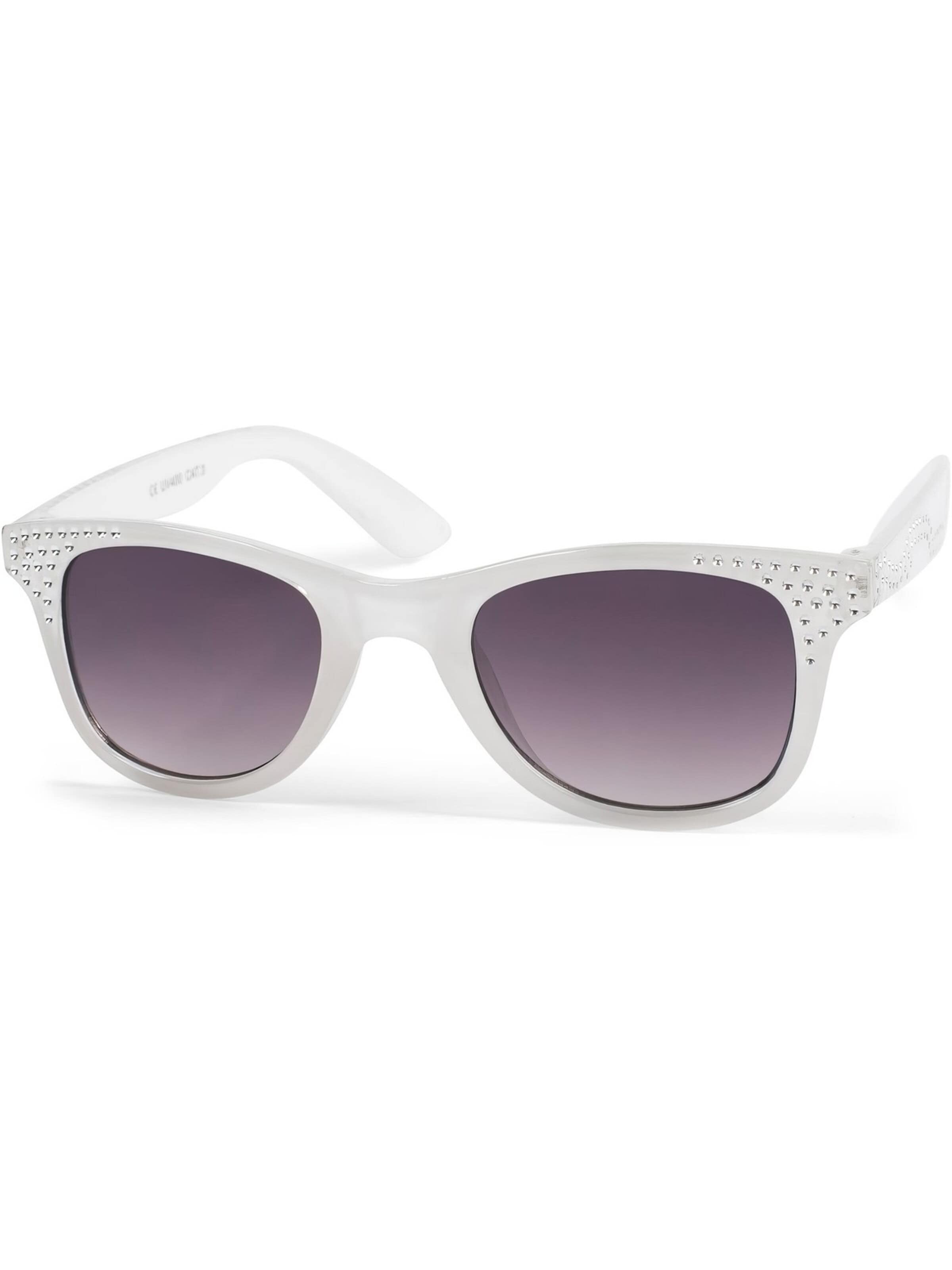 styleBREAKER Sunglasses 'Mädchen Nerd Sonnenbrille mit Strass' in White: front