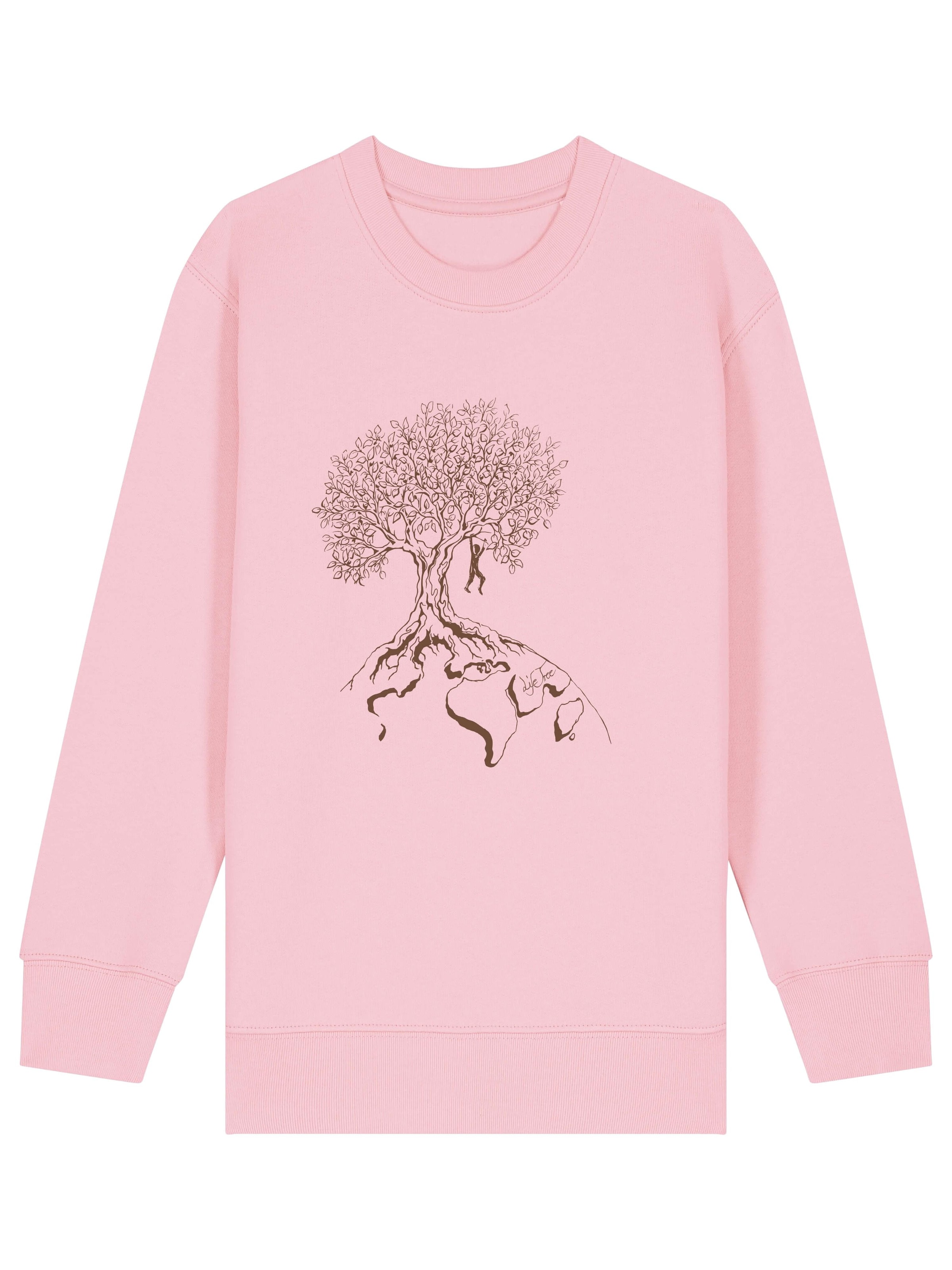 Life-Tree Sweatshirt 'Organic Fairwear Sweater Kids Unisex Hanging On' in Pink: front