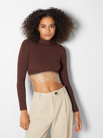 Pull-over Bershka en marron : devant