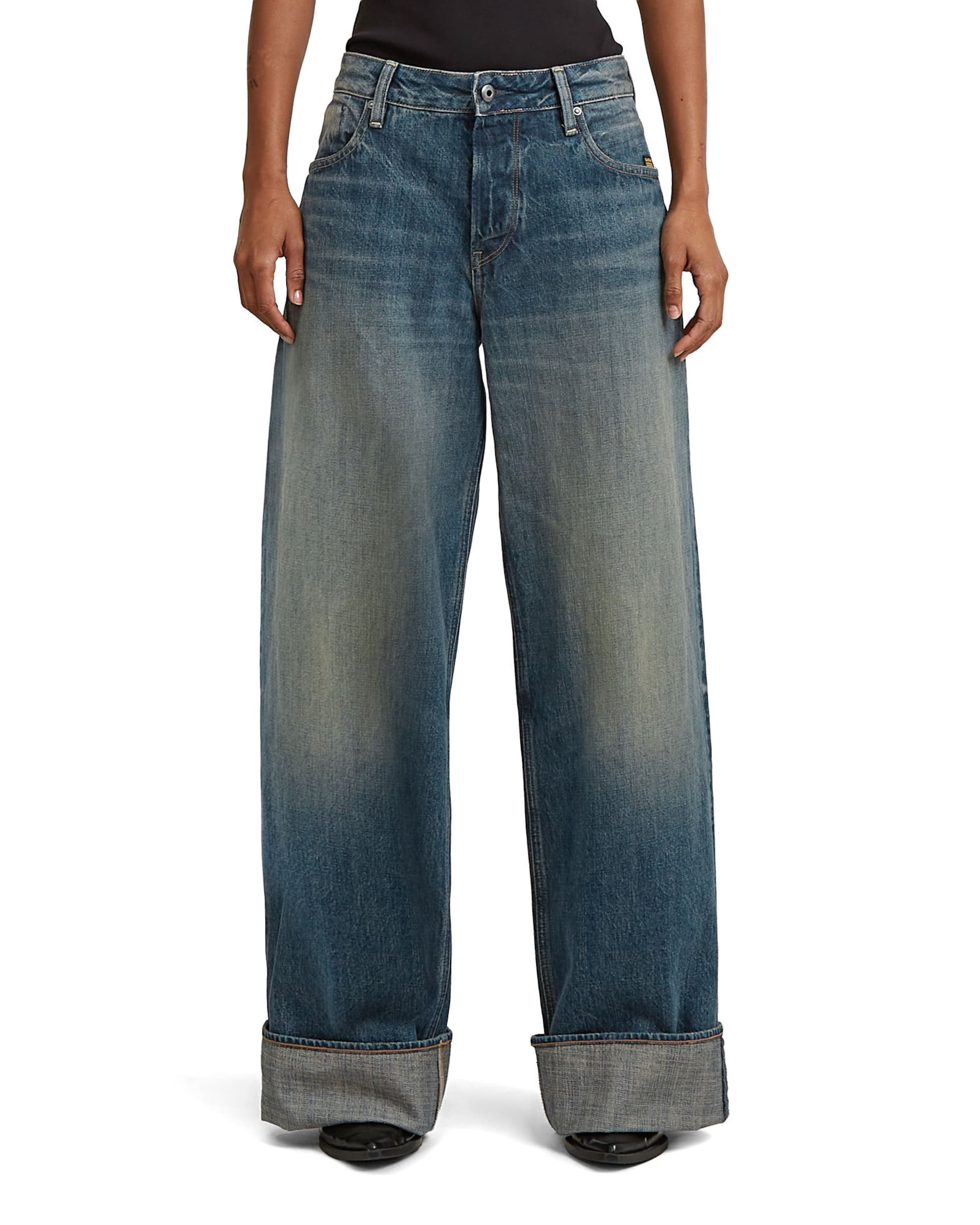 G-STAR Wide leg Jeans 'Roxx Wide' in Blauw: voorkant