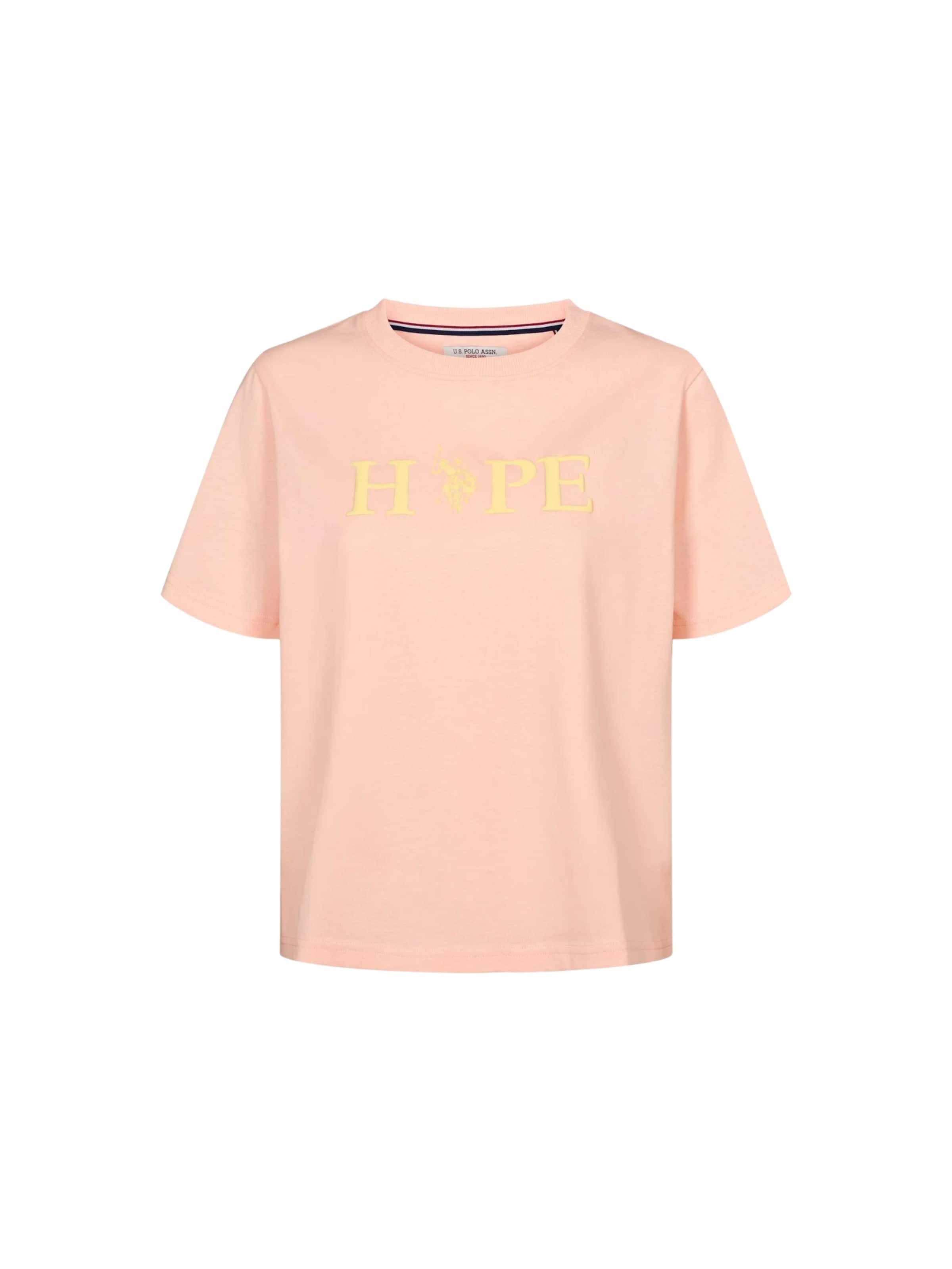 U.S. POLO ASSN. T-shirt 'Felia' en jaune / rose clair, Vue avec produit