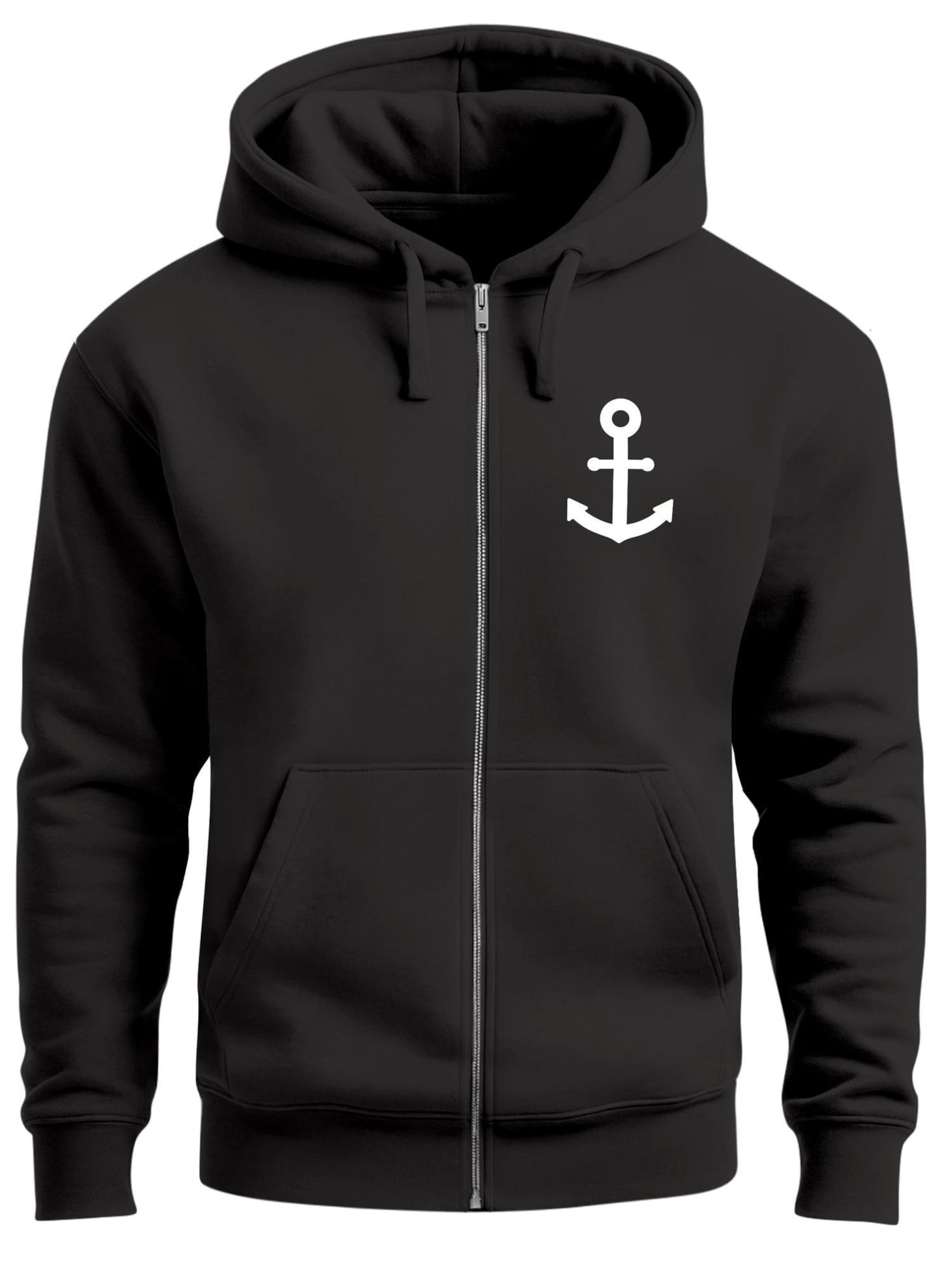 Neverless Sweatjacke 'Anker'‌‌‌‌‌‌ in Schwarz: Vorderseite