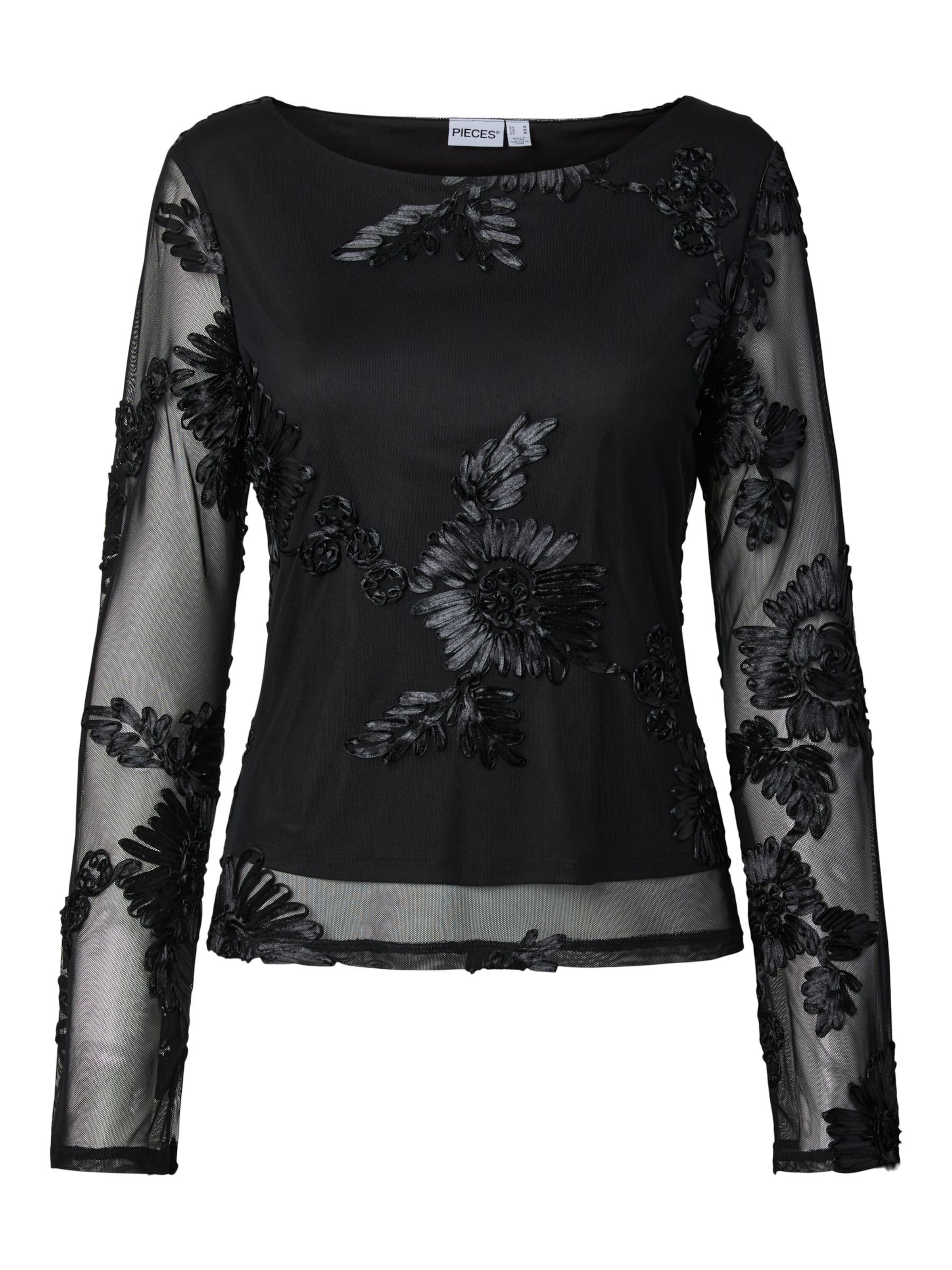 PIECES Bluse 'PCOFfia' i sort: forside