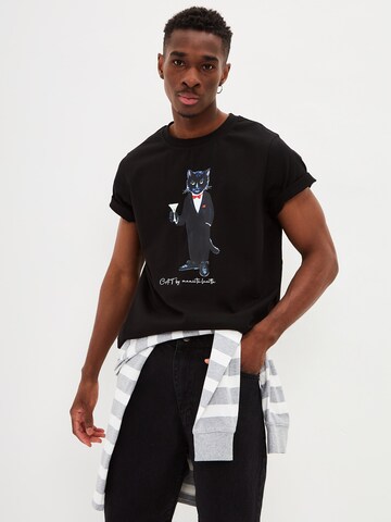 T-Shirt 'DANDY CAT' CAT by Maniita Lacitta en noir