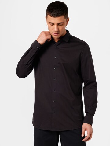 OLYMP Slim fit Button Up Shirt in Black: front